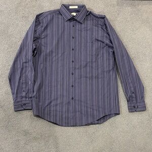 Men's Pronto Uomo Striped Dark Blue Button Down Shirt